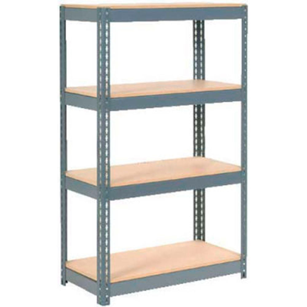 Global Industrial 4 Shelf, Extra Heavy Duty Boltless Shelving, Starter, 36"W x 24"D x 72"H,Wood Deck (WB255676)