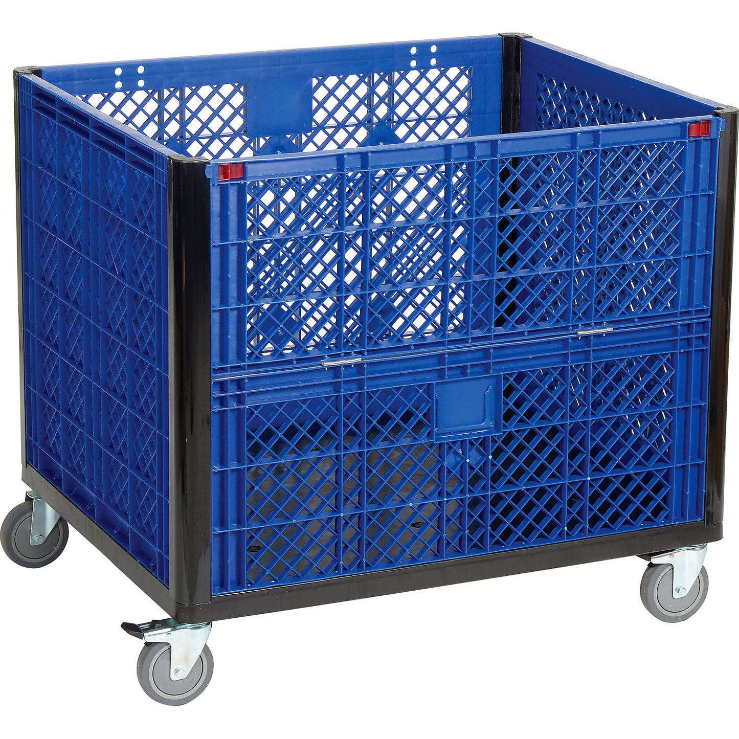 Global Industrial Easy Assembly Vented Wall Container - Drop Gate/Casters 39-1/4x31-1/2x34 OH (WB603087DC)