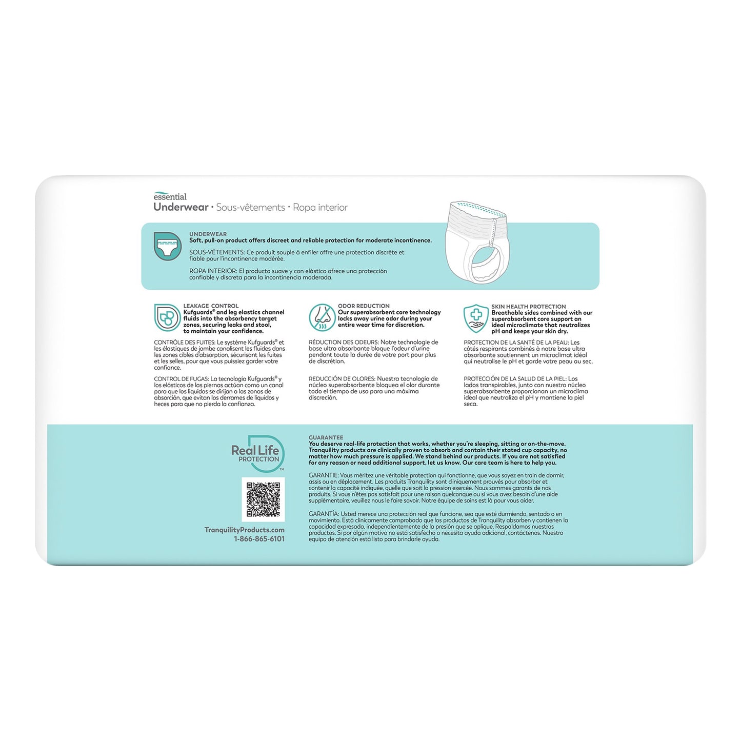 Tranquility® Essential Unisex Adult Absorbent Underwear Pull On with Tear Away Seams Small Disposable Moderate Absorbency (884709_CS)