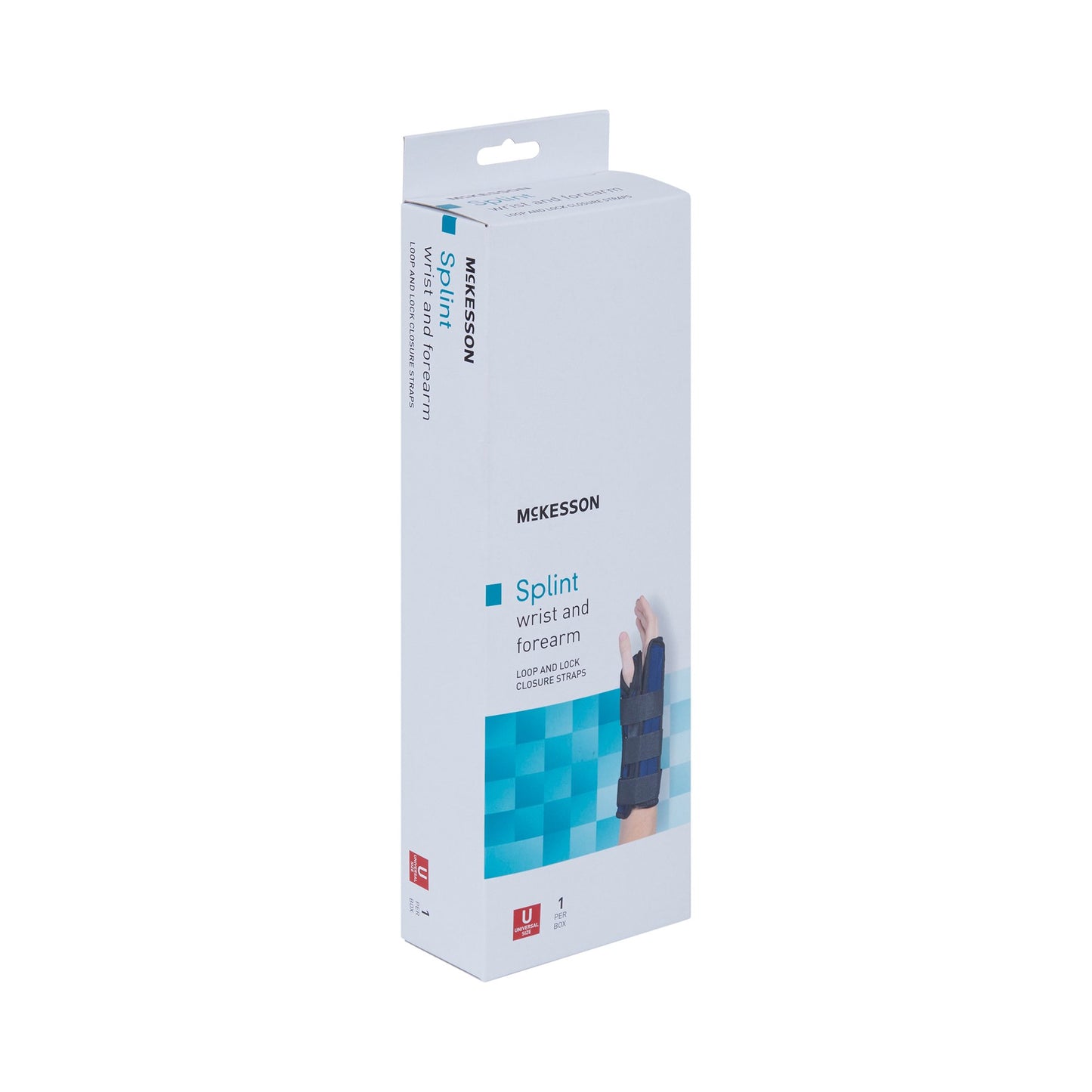 McKesson Wrist / Forearm Brace Aluminum / Nylon / Foam / Flannelette Right Hand Black / Blue One Size Fits Most (1159149_EA)