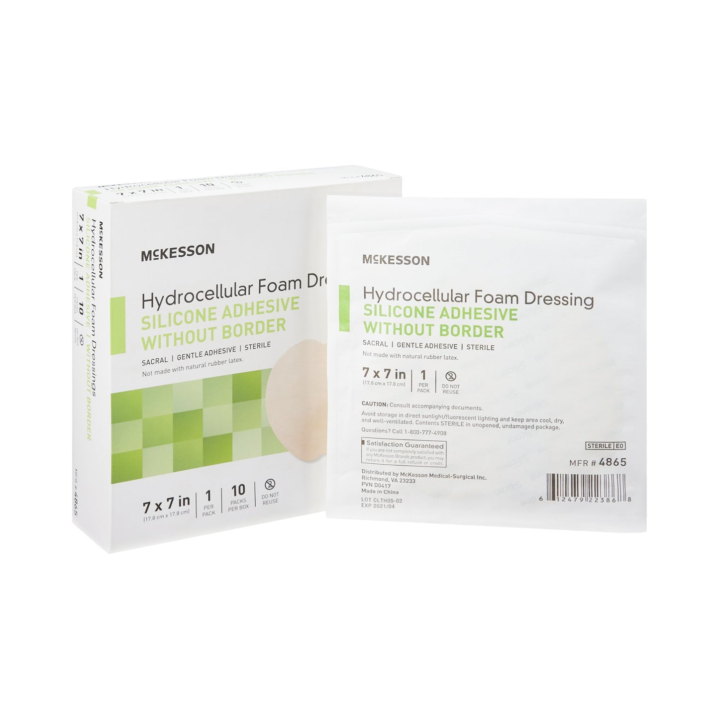 McKesson Foam Dressing 7 X 7 Inch Without Border Film Backing Silicone Gel Adhesive Sacral Sterile (1083088_BX)