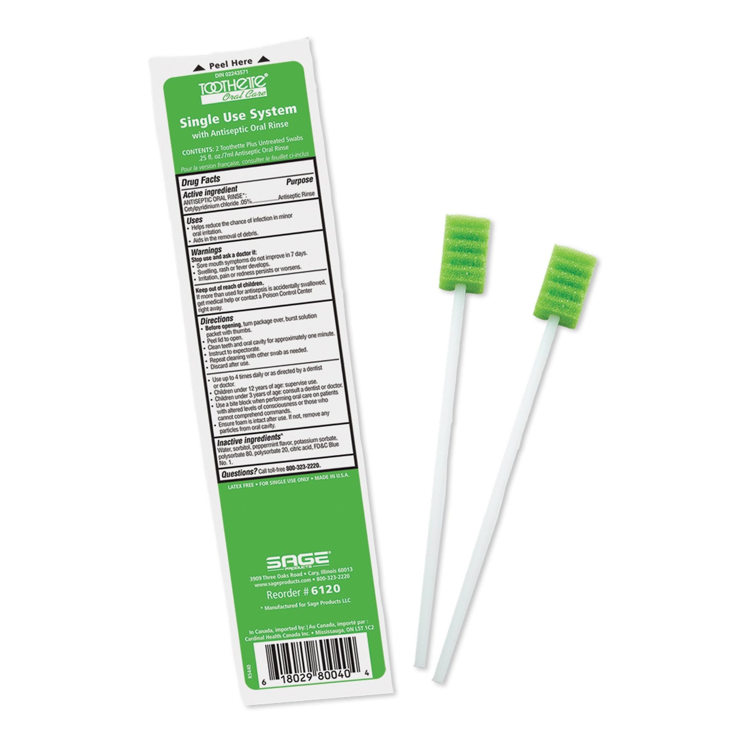 Toothette® Plus Oral Swab Mouthwash Foam Tip 2 per Pack (823957_PK)