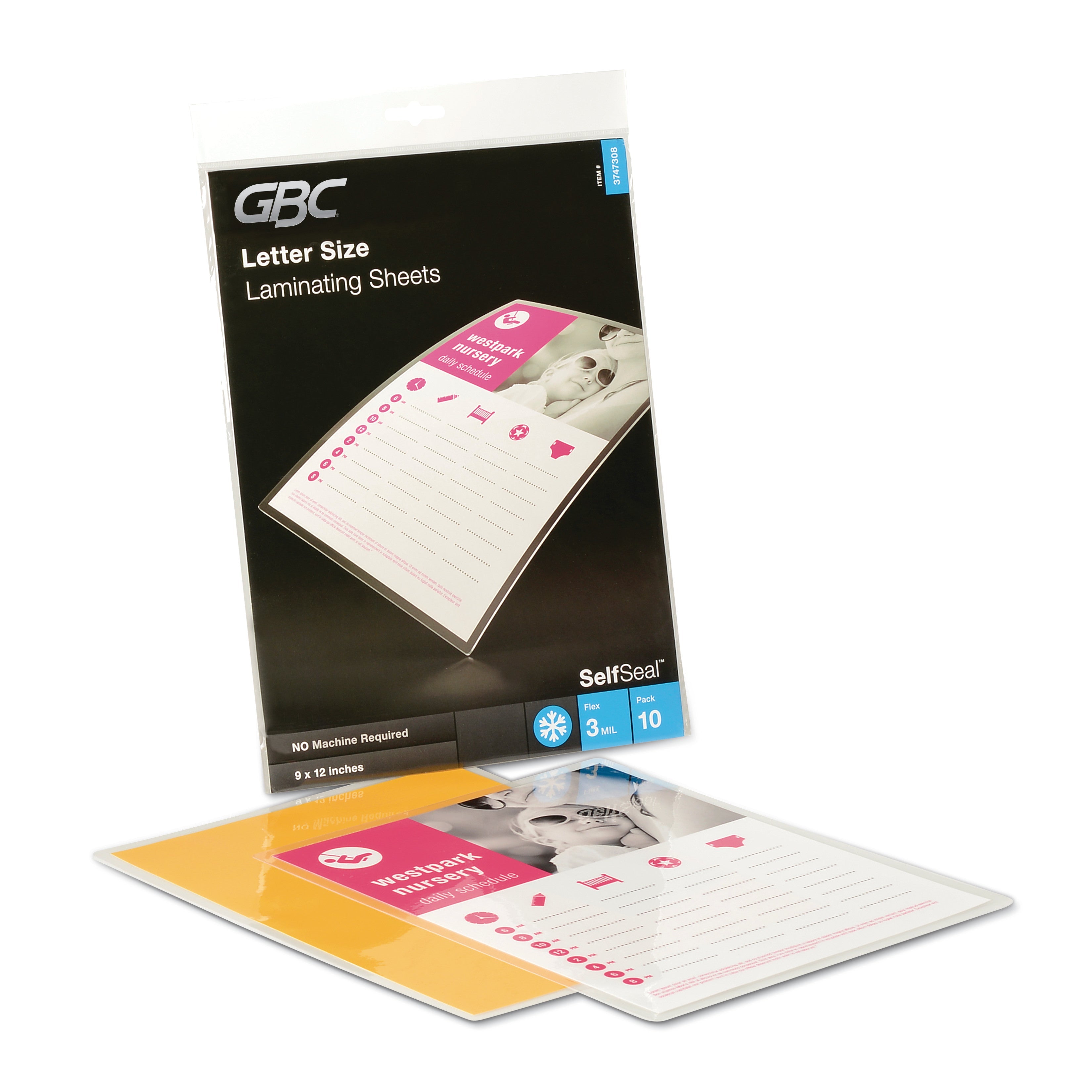 gbc-r-selfseal-self-adhesive-laminating-pouches-and-single-sided-sheets-3-mil-9-x-12-gloss-clear-10-pack-gbc3747308_1