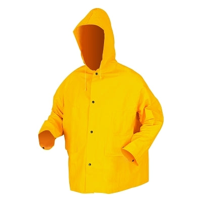 MCR Safety 200JH Classic Series Yellow Rain Jacket with Attached Hood, 0.35 mm, PVC/Polyester, Large (611-200JHL)