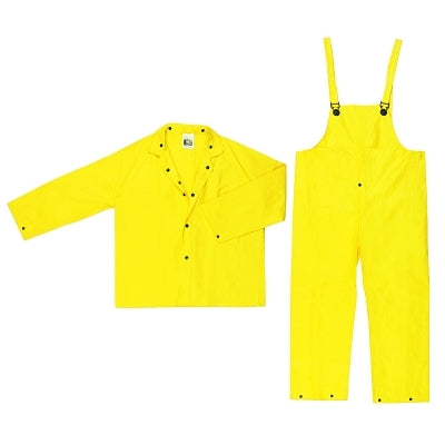 River City Three-Piece Rain Suit, Jacket/Hood/Pants, 0.28 mm PVC/Nylon, Yellow, X-Large (611-3003XL)