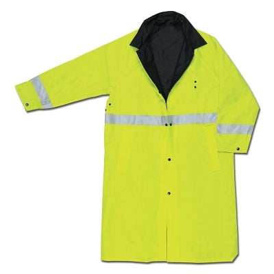 MCR Safety 7368CR Luminator™ Reversible Raincoat, 0.54 mm, PVC/Nylon, Black/Lime, X-Large (611-7368CRXL)