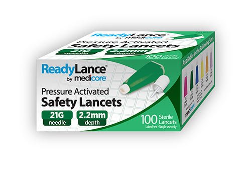 ReadyLance™ Safety Lancet 21 Gauge Retractable Pressure Activated Finger (926837_BX)