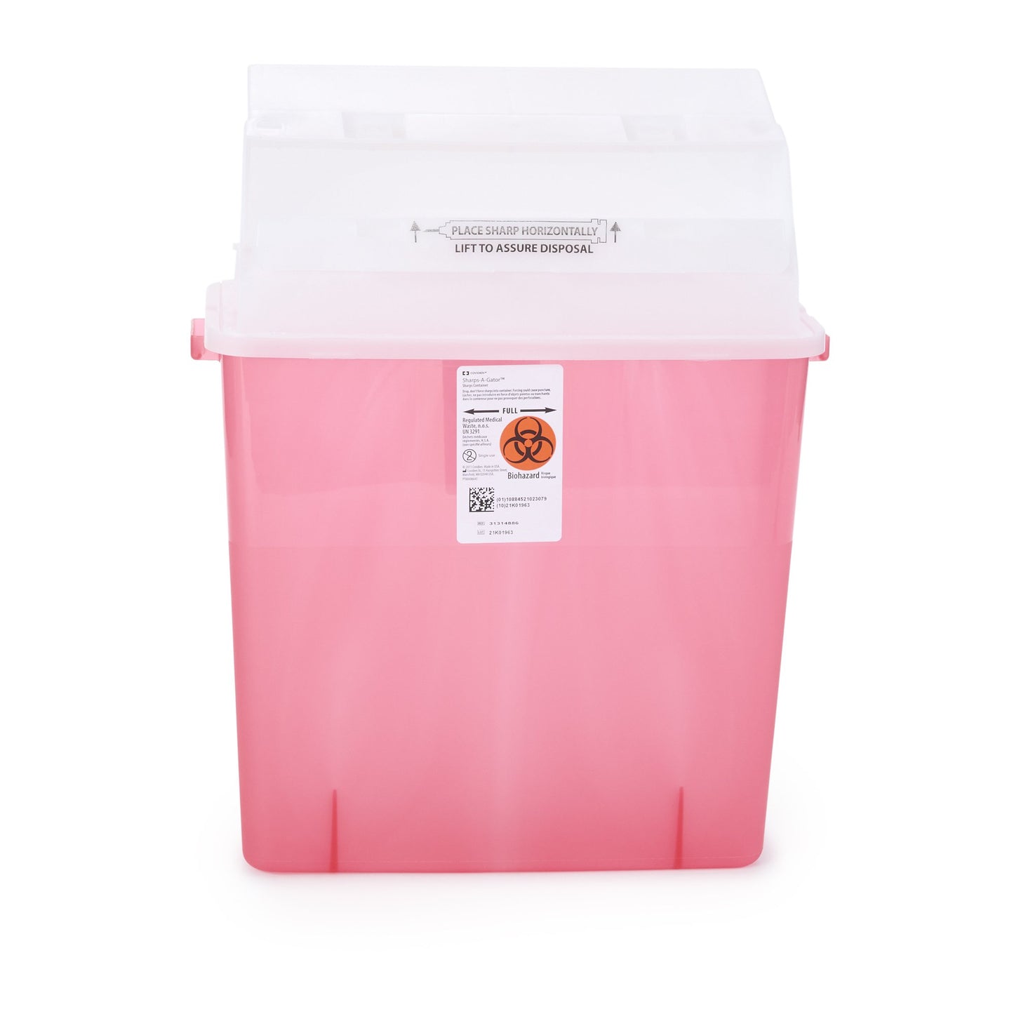 GatorGuard™ In-Room™ Sharps Container Translucent Red Base 20-1/2 H X 14 W X 6 D Inch Horizontal Entry 3 Gallon (330376_CS)