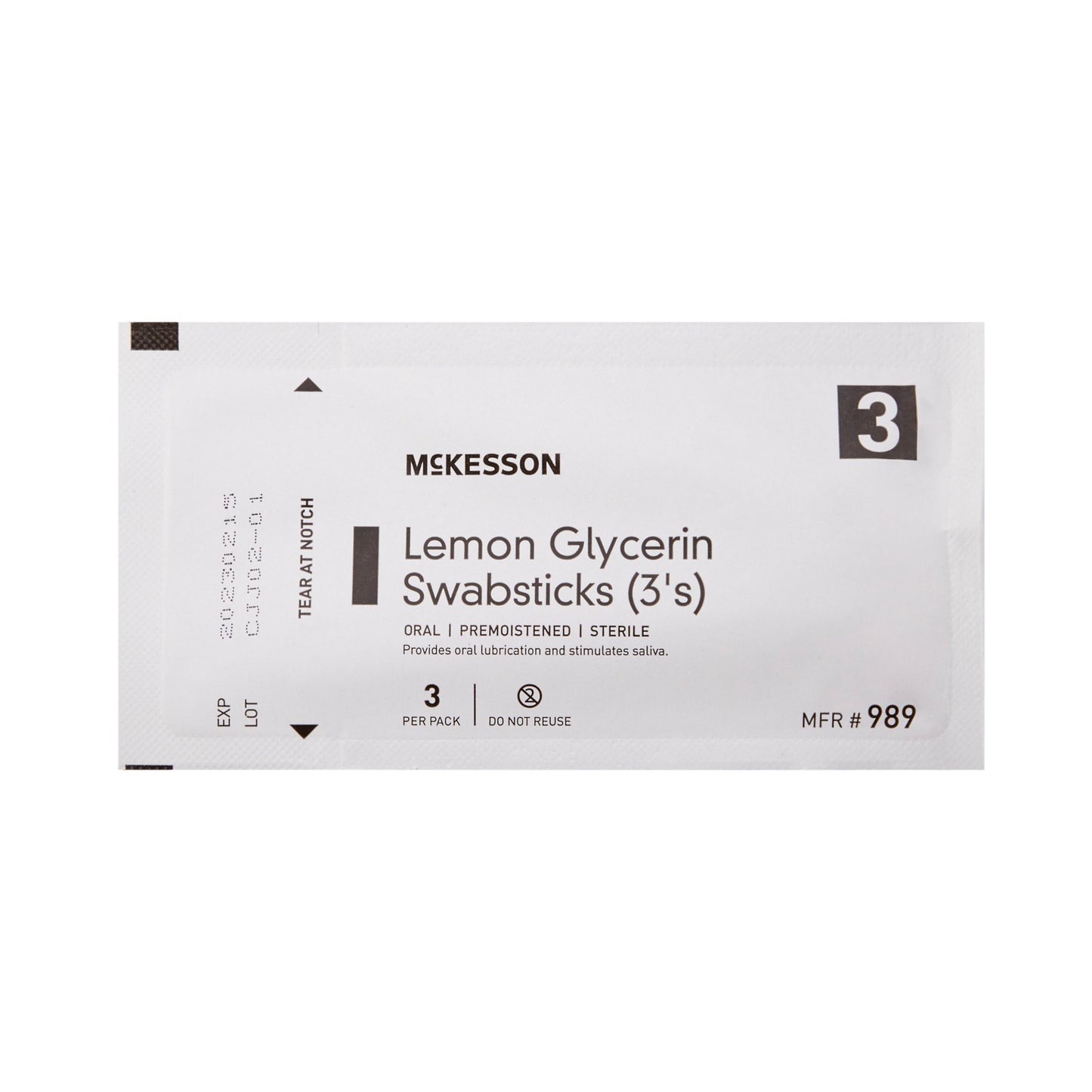 McKesson Lemon Glycerin Swabstick Rayon Tip 3 per Pack (877336_EA)