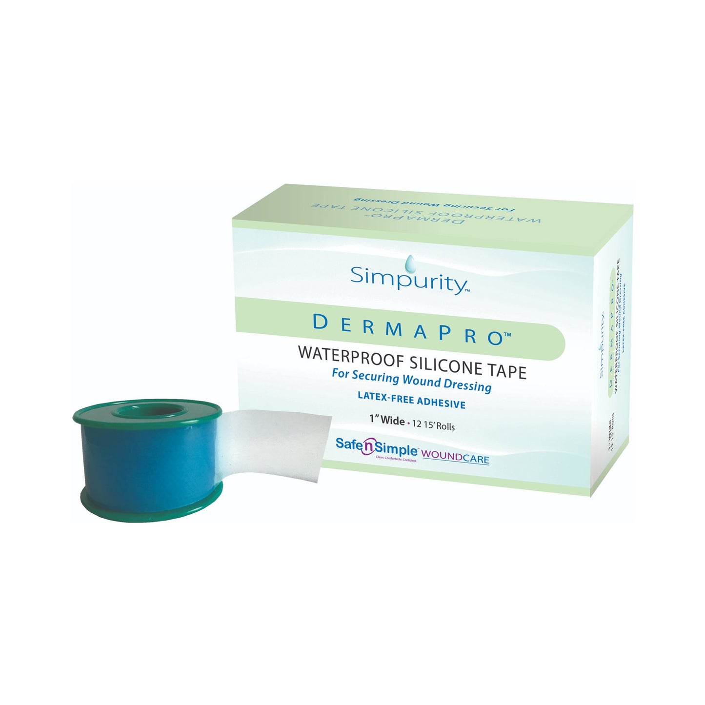 DermaPro™ Waterproof Medical Tape White 1 Inch X 5 Yard Silicone NonSterile (1059078_BX)