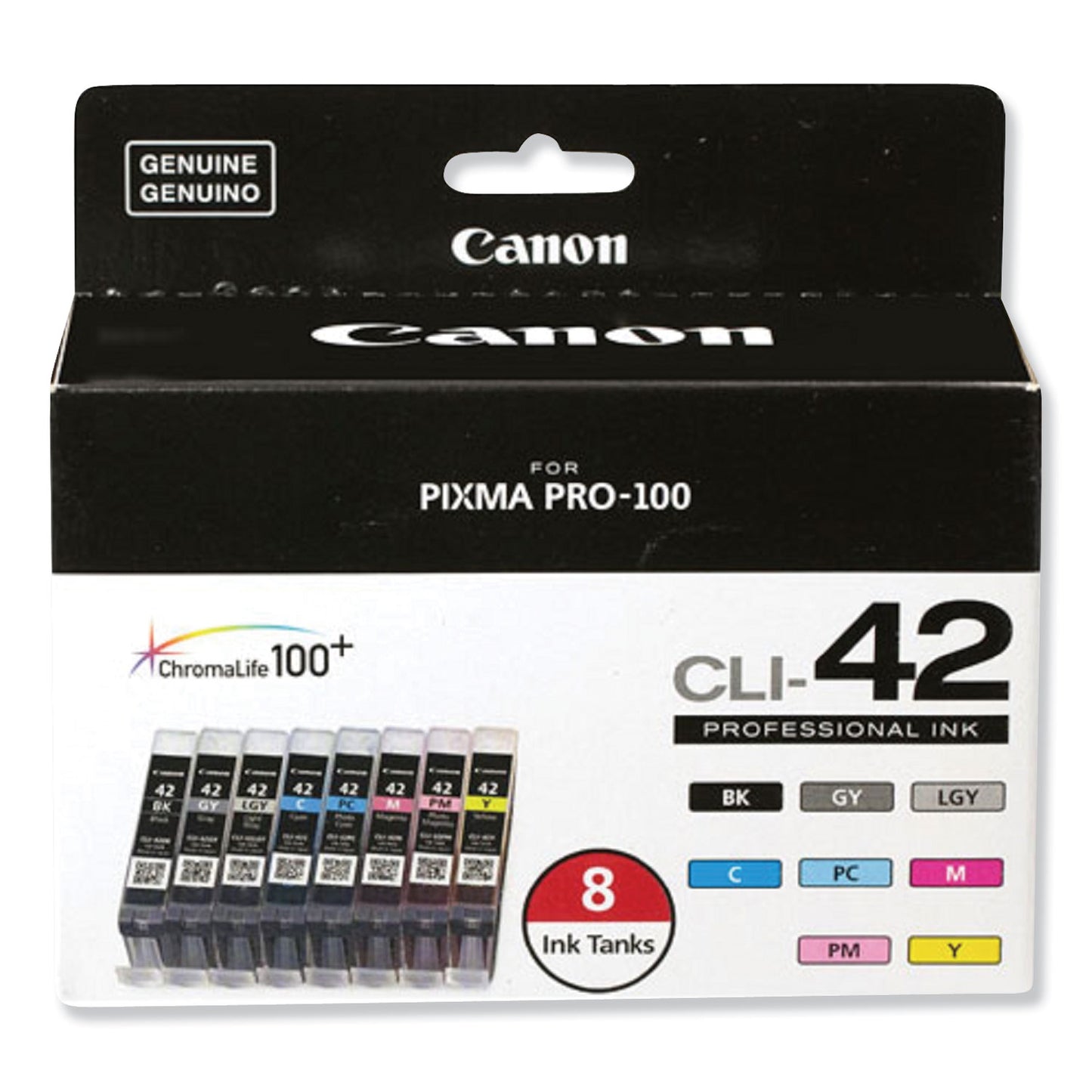 Canon® 6384B007 (CLI-42) ChromaLife100+ Ink, Black/Cyan/Gray/Light Gray/Magenta/Photo Cyan/Photo Magenta/Yellow (CNM6384B007)
