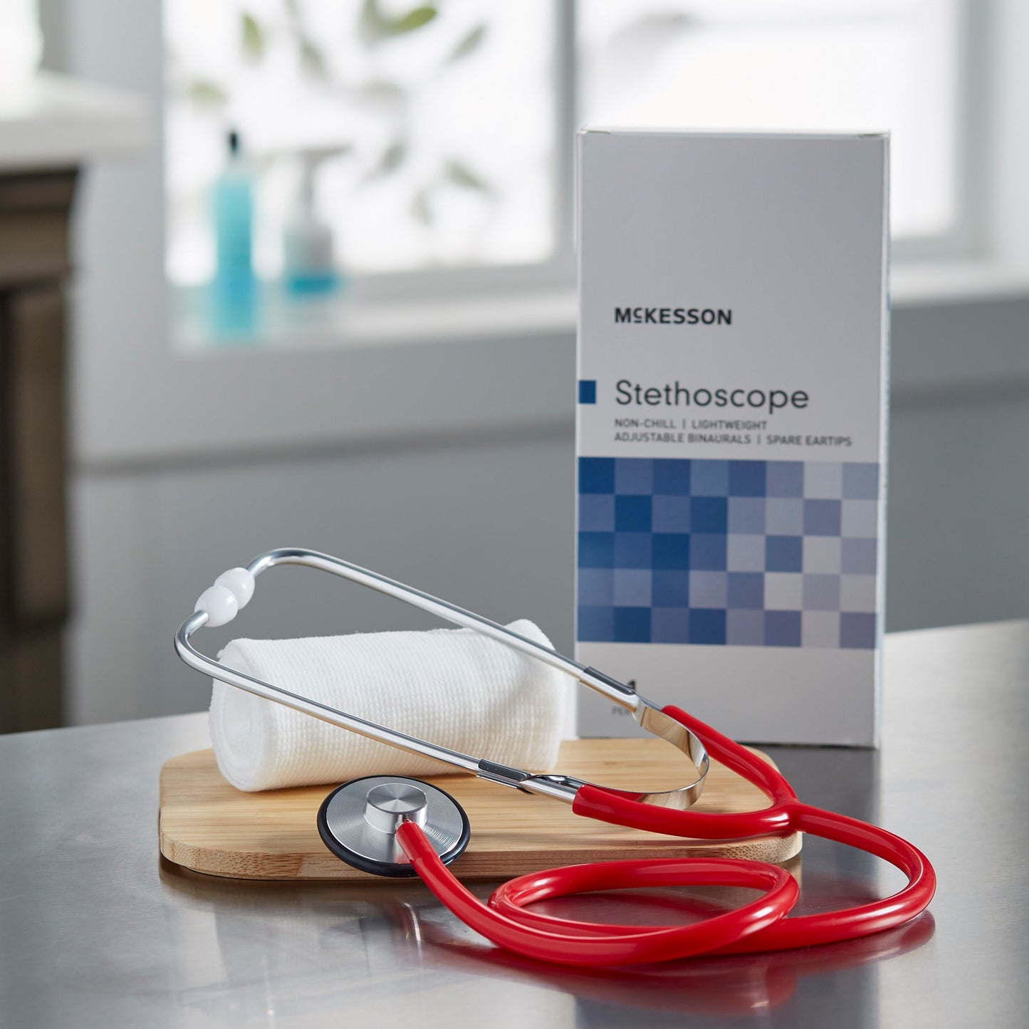McKesson General Exam Stethoscope Red 1-Tube 21 Inch Tube Single Sided Chestpiece (363739_EA)
