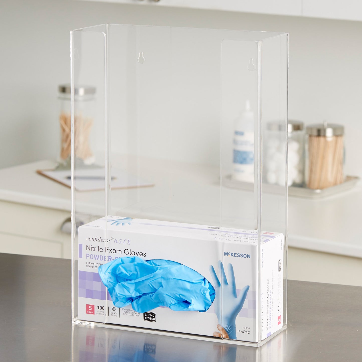 McKesson Glove Box Holder Horizontal Mounted 3-Box Capacity Clear 4-1/4 X 11 X 16 Inch Plastic (883765_EA)