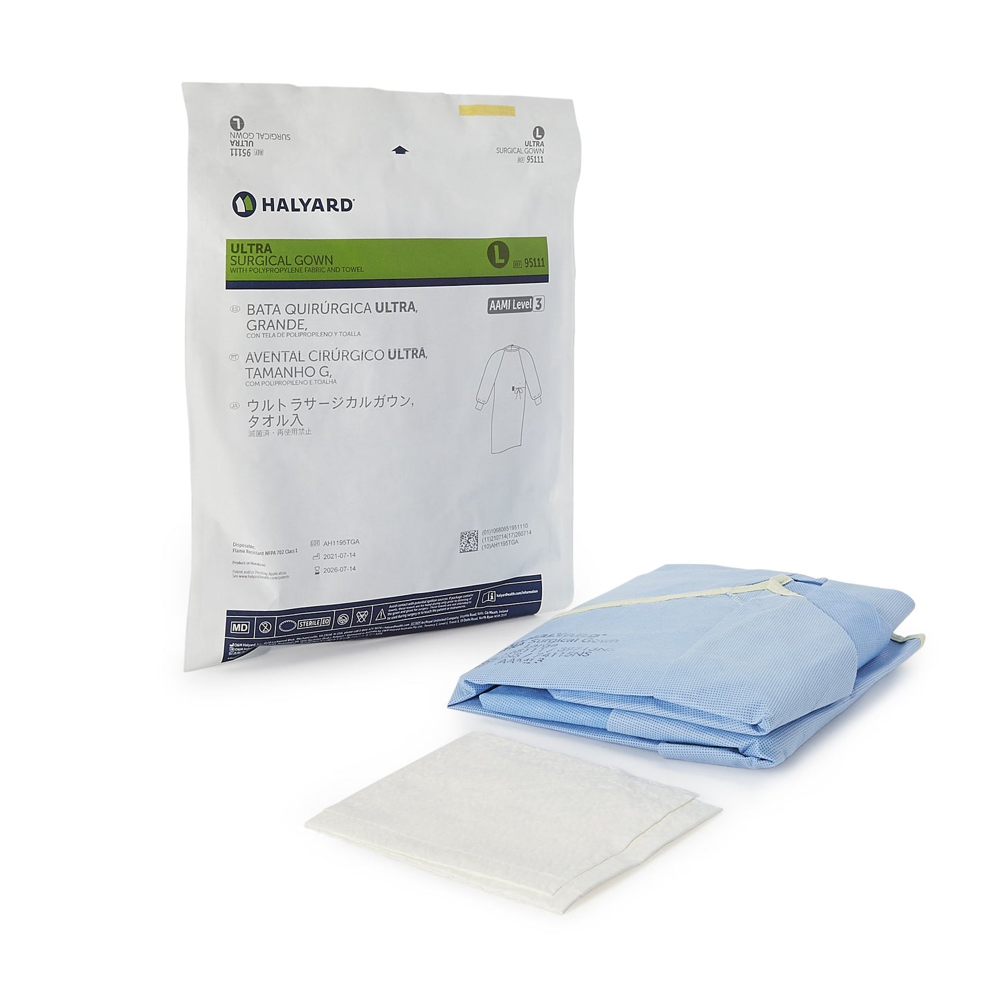 ULTRA Non-Reinforced Surgical Gown with Towel Large Blue Sterile AAMI Level 3 Disposable (217165_CS)