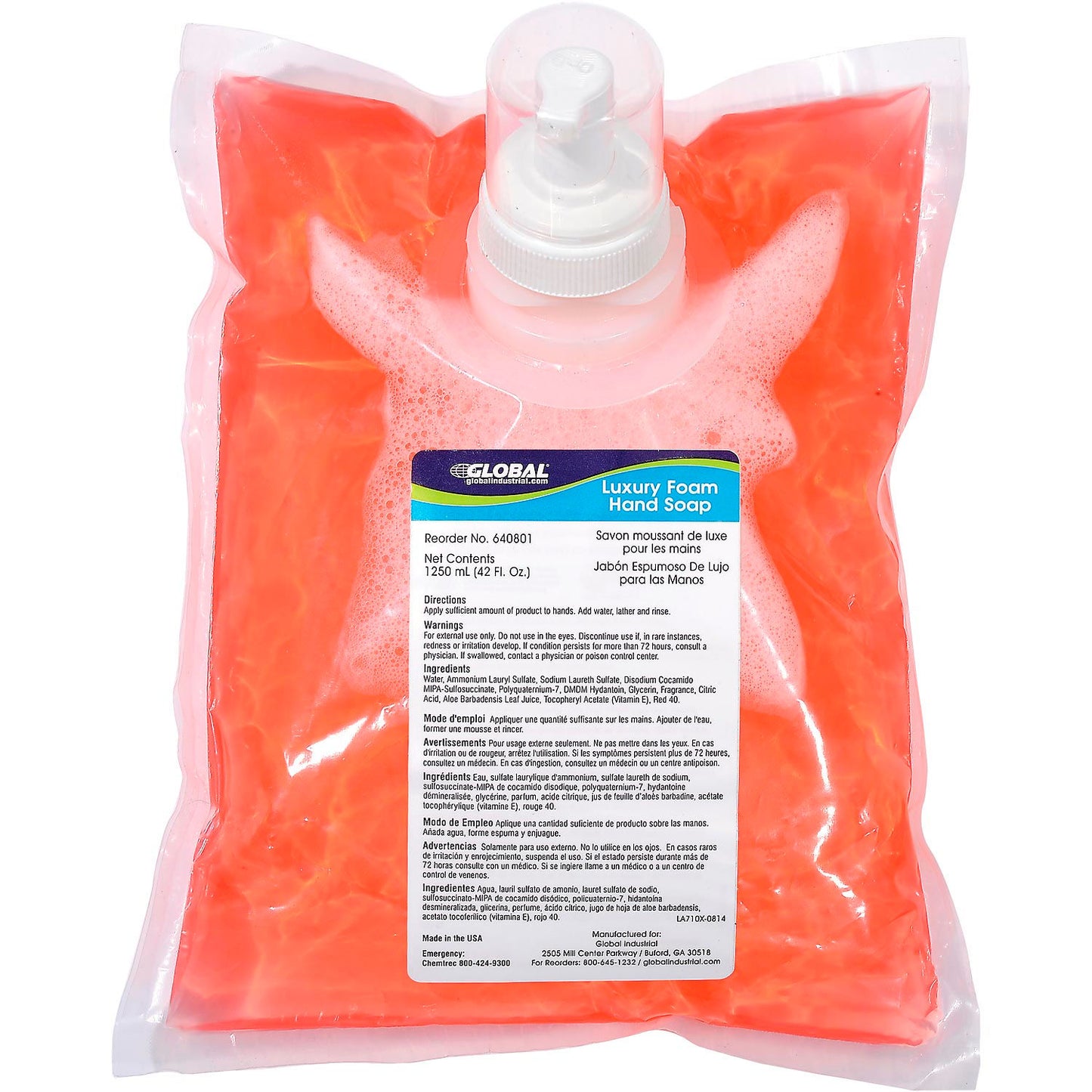 Global Industrial Luxury Foam Hand Soap 1200ml Refill - 6 Refills/Case (WB640801)