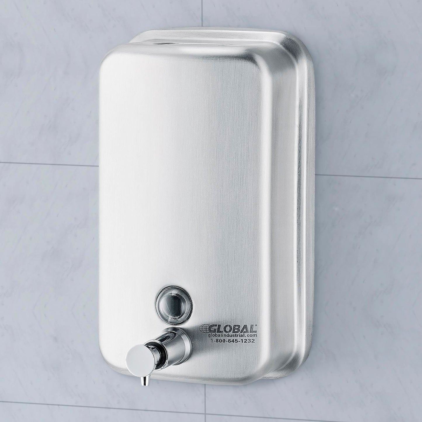 Global Industrial Stainless Steel Vertical Liquid Soap Dispenser - 1000 ml (WB640905)