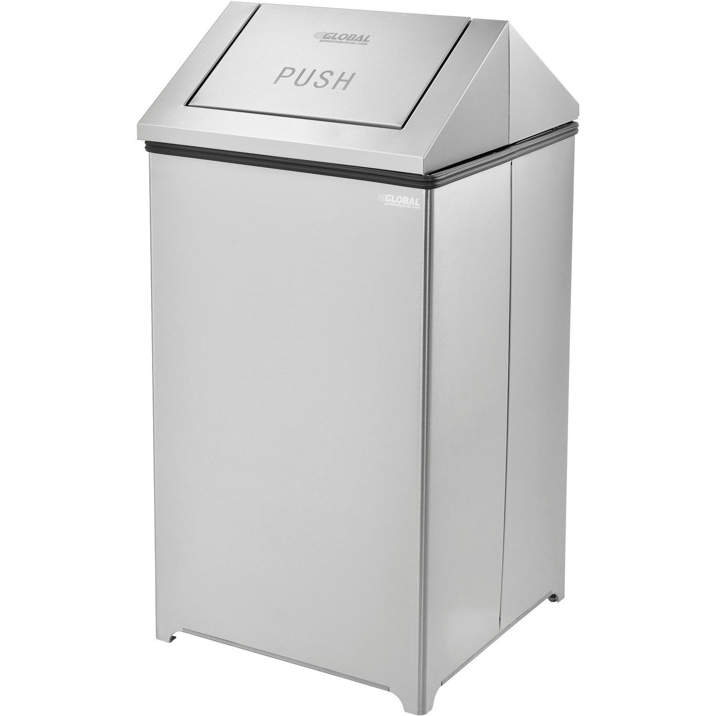 Global Industrial Stainless Steel Square Swing Top Trash Can, 40 Gallon (WB641269)