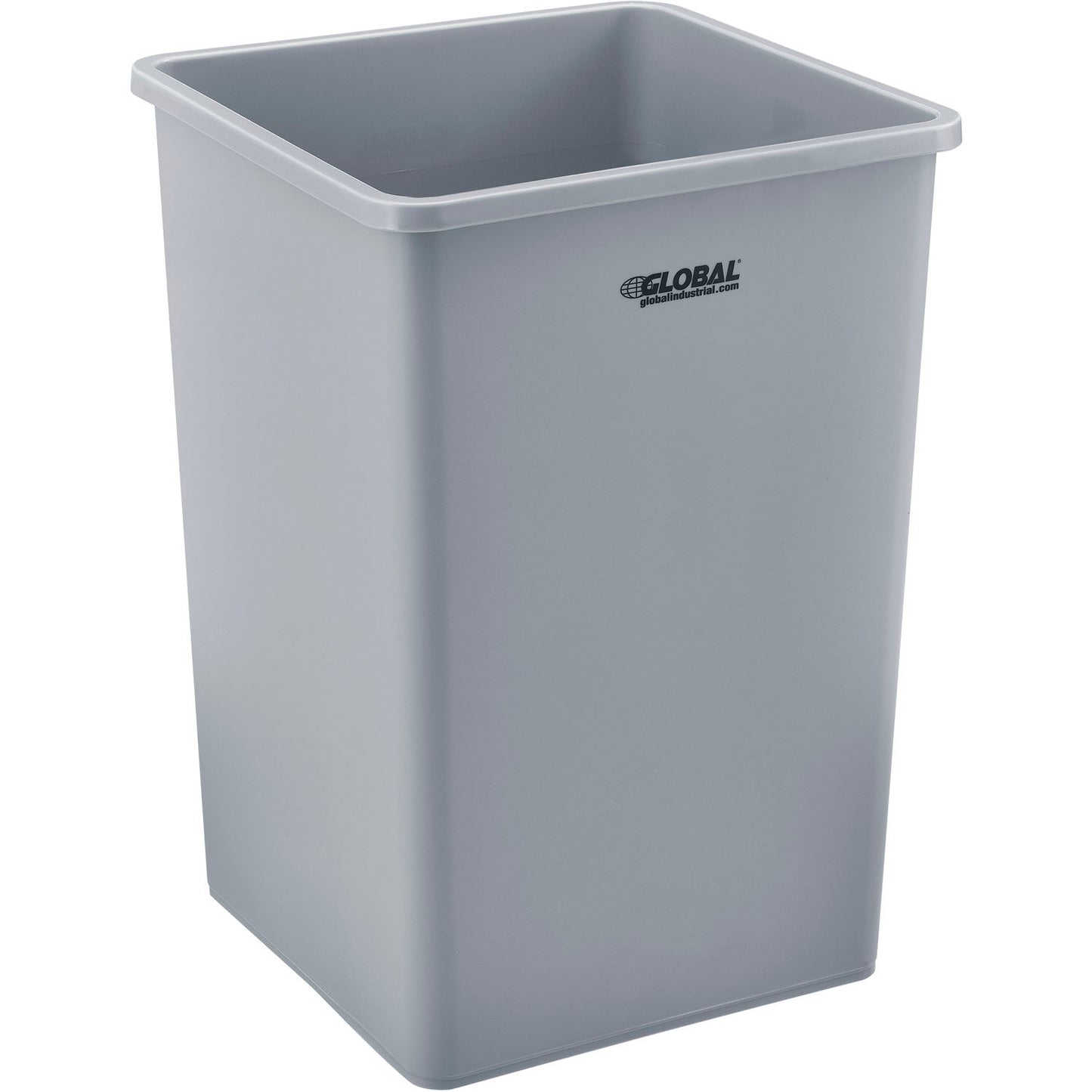 Global Industrial Square Plastic Trash Can, 35 Gallon, Gray (WB641439GY)