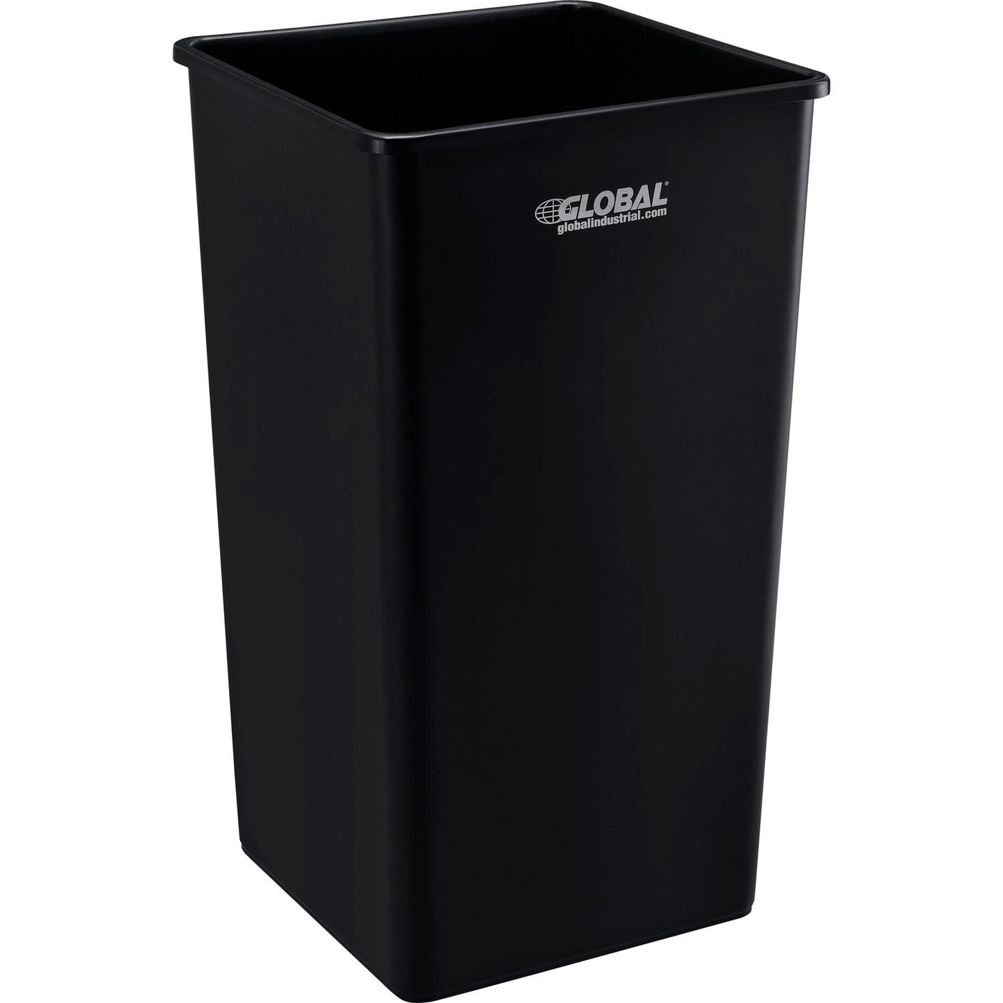 Global Industrial Square Plastic Trash Can, 55 Gallon, Black (WB641440BK)