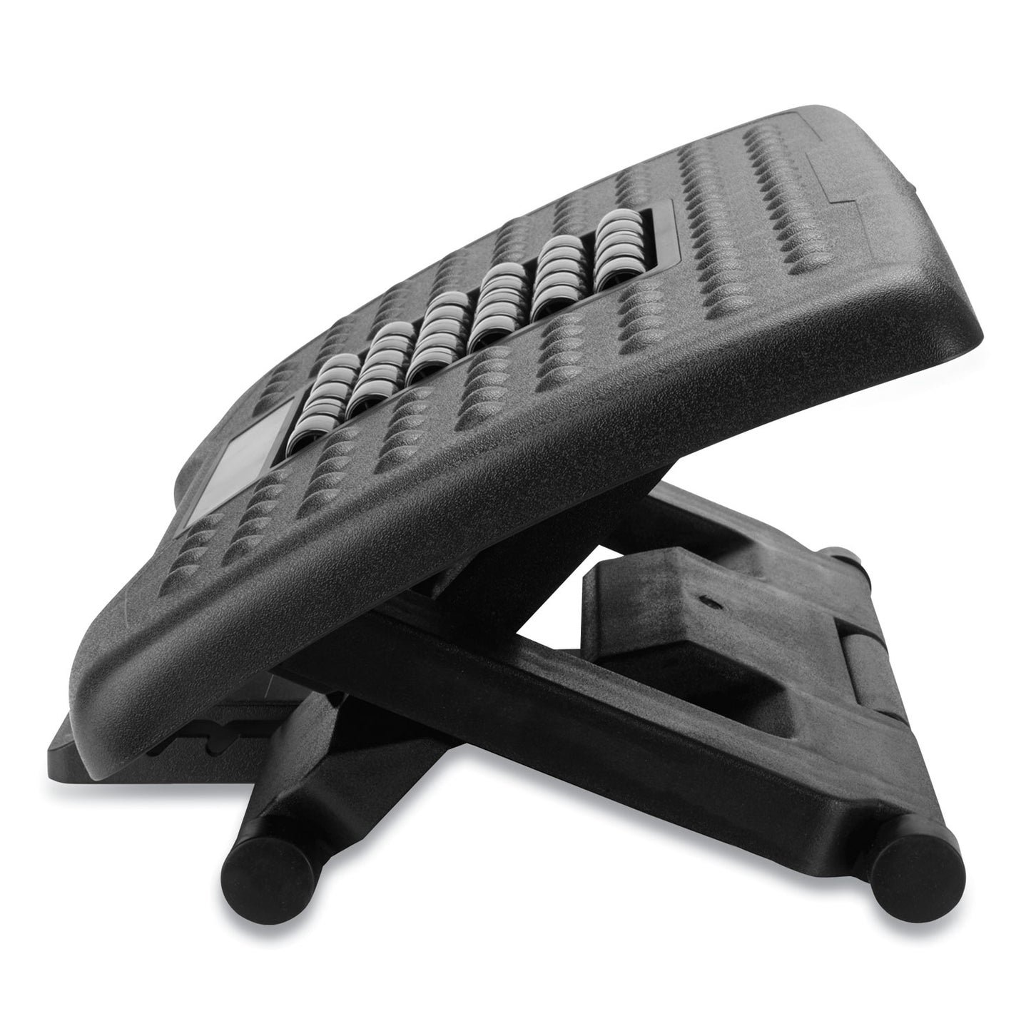 Mind Reader Adjustable Height Footrest with Rollers for Massage, 18w x 14d x 4.25h, Black (EMSFTROLLBLK)