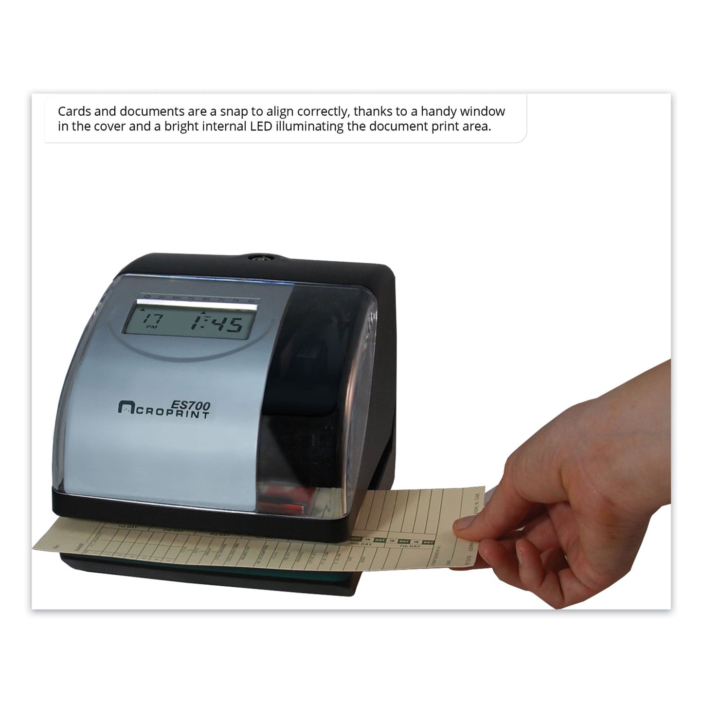 Acroprint® ES700 Atomic Electronic Time Recorder and Document Stamp, Digital Display, Black/Silver (ACP010182000)