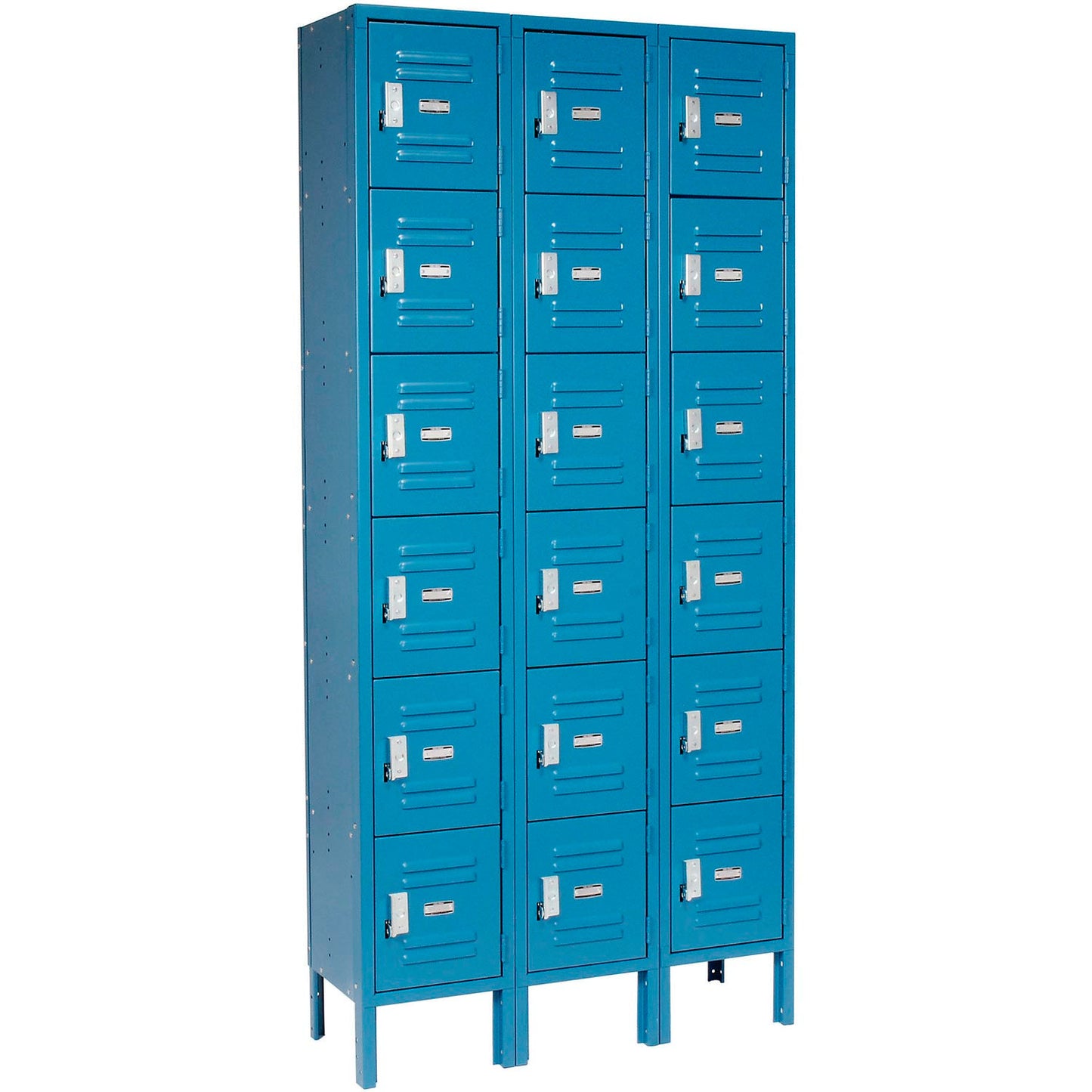 Global Industrial Capital 6-Tier 18 Door Box Locker, 36"W x 15"D x 78"H, Blue, Assembled (WB652157BL)