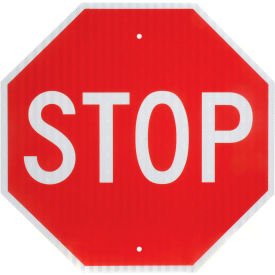 Global Industrial Aluminum Sign - Stop - .080" Thick, White/Red, WB652645 (WB652645)