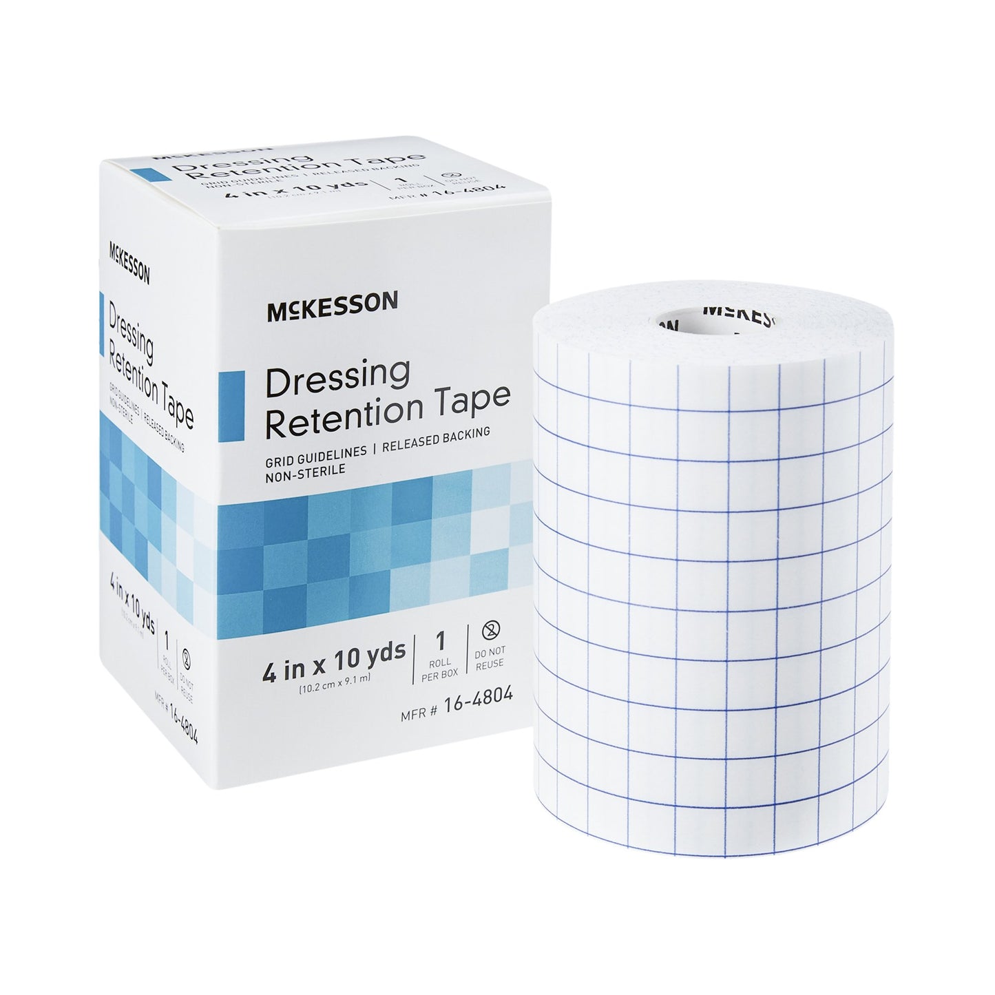 McKesson Water Resistant Dressing Retention Tape with Liner White 4 Inch X 10 Yard Nonwoven / Printed Release Paper NonSterile (1087972_BX)