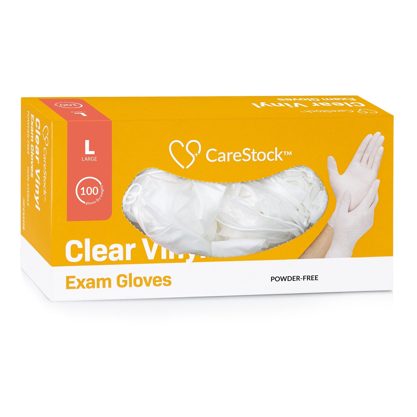 CareStock™ Exam Glove Large NonSterile Vinyl Standard Cuff Length Smooth Clear Not Rated (1230909_CS)