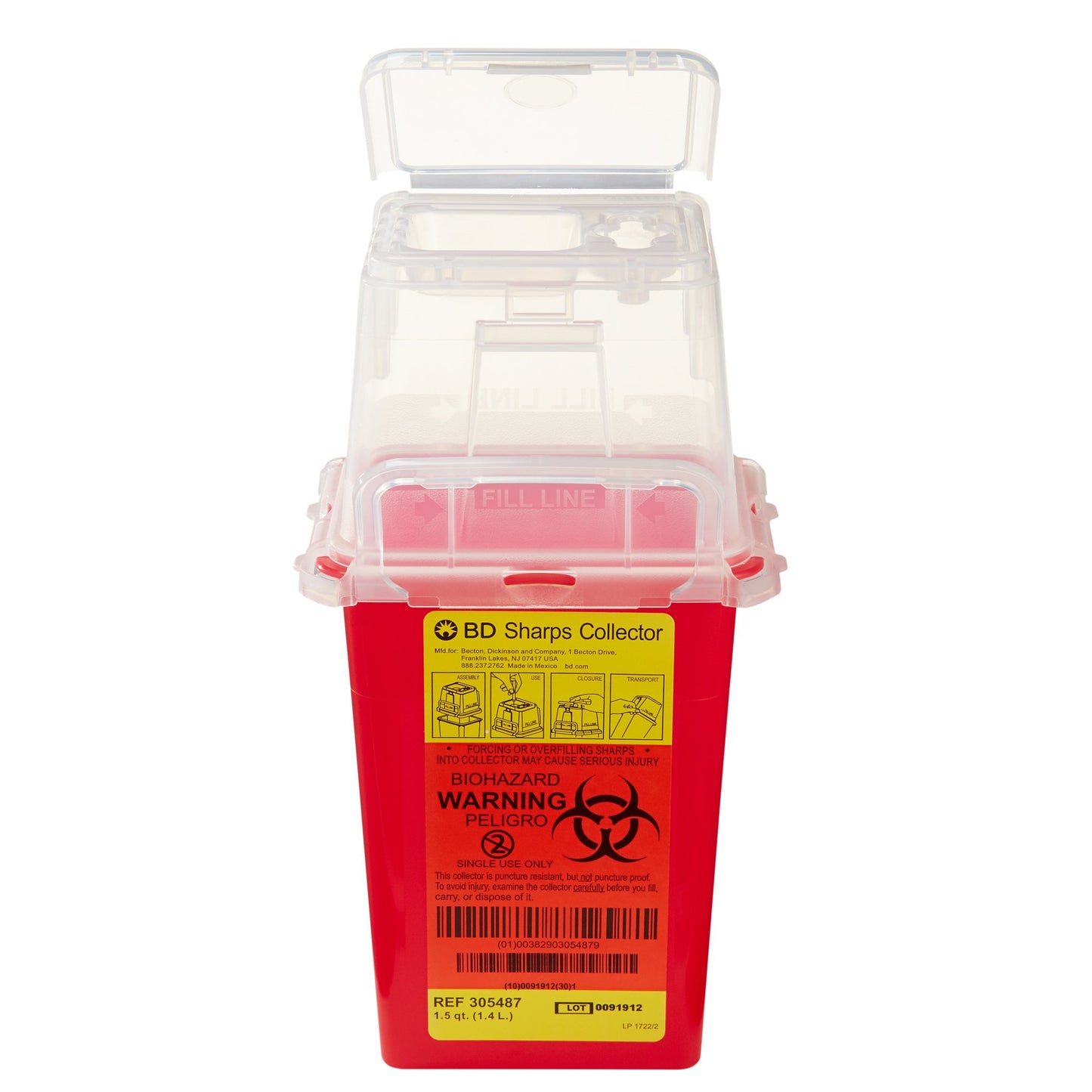 BD™ Sharps Container Red Base 9 H X 4-1/2 W X 4 D Inch Vertical Entry 0.375 Gallon (140597_EA)