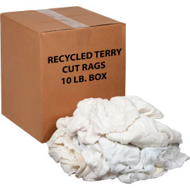 Global Industrial Premium Recycled White Cotton Terry Cut Rags, 10 Lb. Box (WB670218)