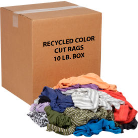 Global Industrial Recycled Mixed Color Cut Rags, 10 Lb. Box (WB670224)