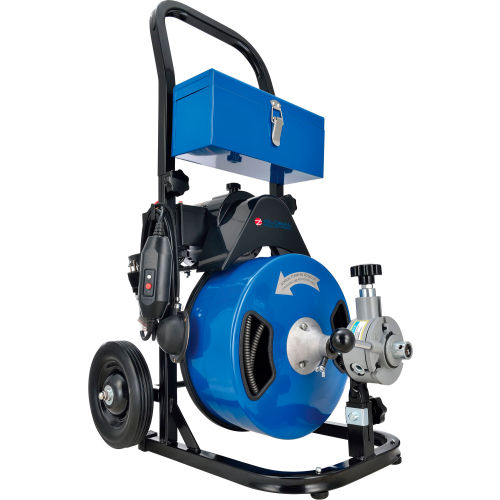 Global Industrial Autofeed Drain Cleaner Machine For 2-4" Pipe, 220 RPM, 75' Cable (WB670440)