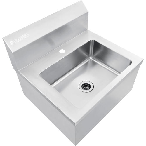 Global Industrial Stainless Steel Hands Free Wall Mount Sink, 14"x10"x5" Deep (WB670458)