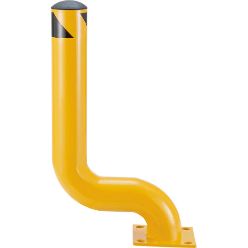 Global Industrial Offset Steel Bollard, 4-1/2" Dia. x 35"H, Yellow (WB670588)