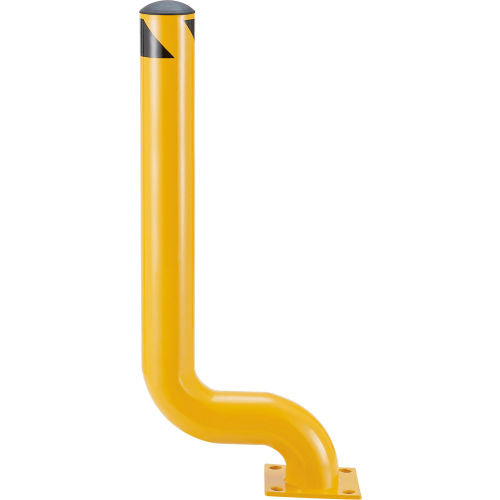Global Industrial Offset Steel Bollard, 4-1/2" Dia. x 53"H, Yellow (WB670590)