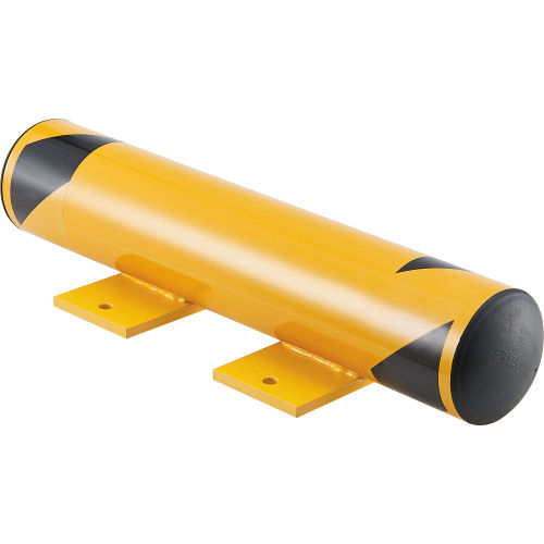 Global Industrial Floor Stop Bollard w/Removable Caps, 4-1/2" Dia. x 24"L, Yellow (WB670591)