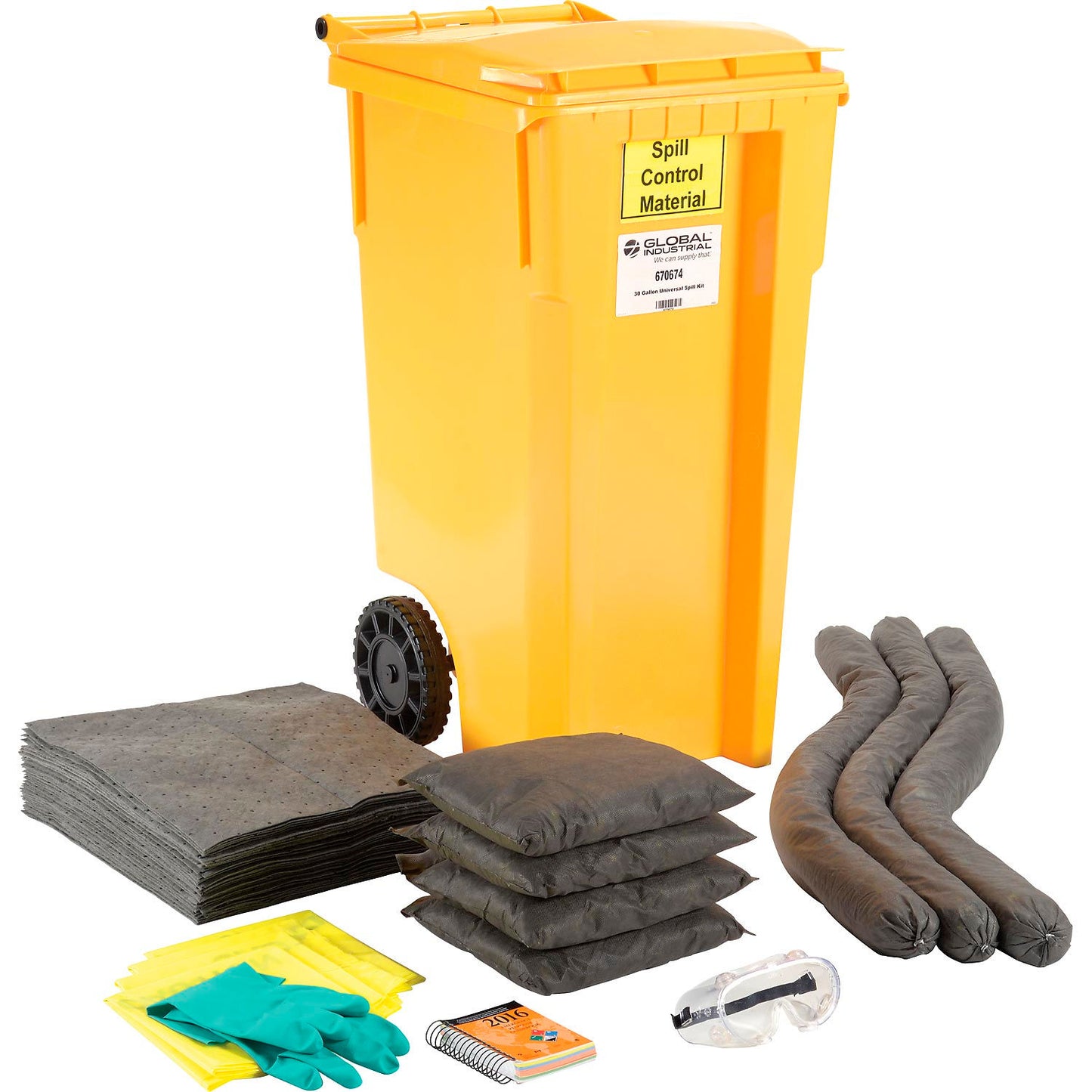 Global Industrial Universal Wheeled Spill Kit, 30 Gallon (WB670674)