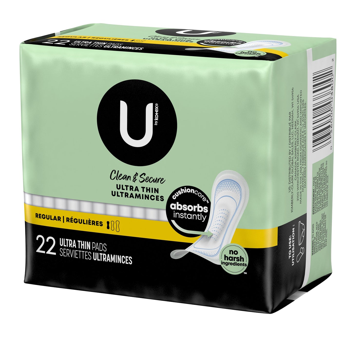 U by Kotex® Feminine Pad Ultra Thin Regular Absorbency (1094708_BG)