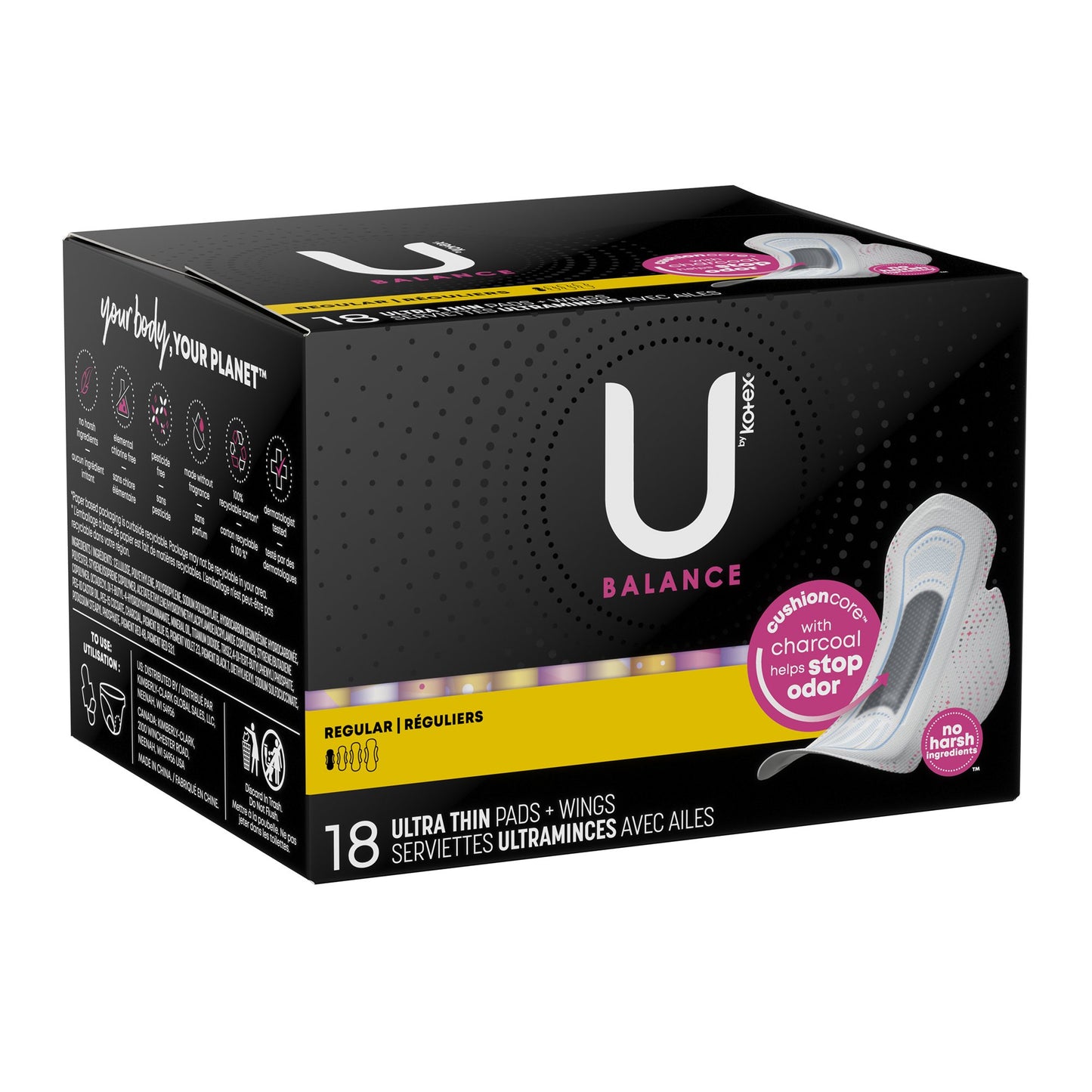 U by Kotex® Balance Feminine Pad Ultra Thin with Wings Regular Absorbency (1224718_CS)