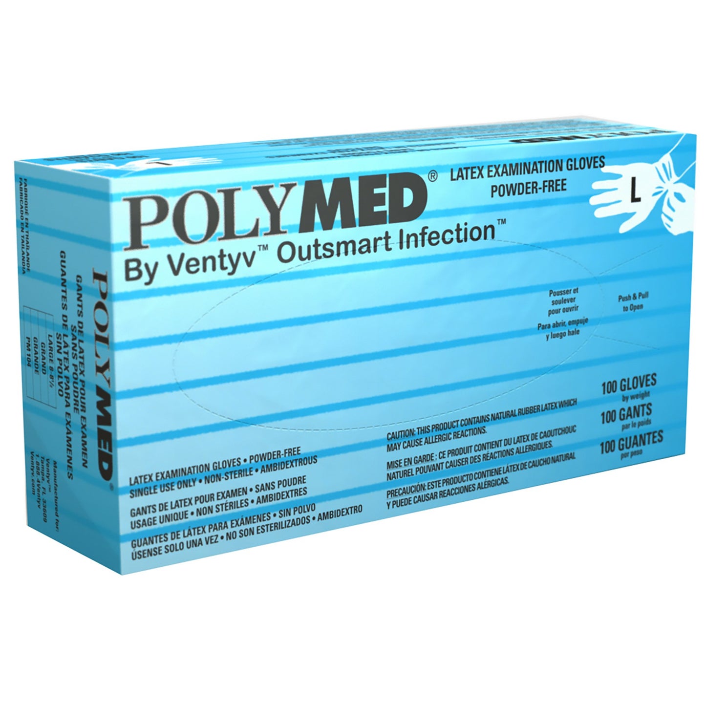 Polymed® Exam Glove Large NonSterile Latex Standard Cuff Length Fully Textured Ivory Not Rated (349006_BX)
