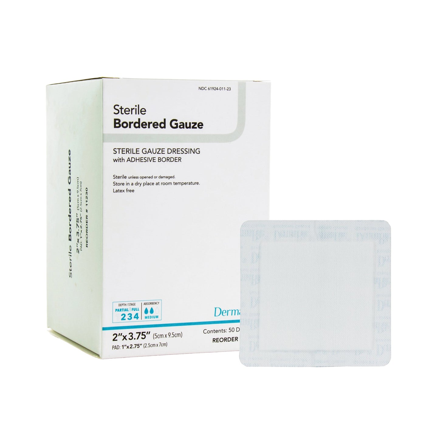 DermaRite® Bordered Gauze Island Dressing 2 X 3-3/4 Inch Square Sterile (946441_EA)
