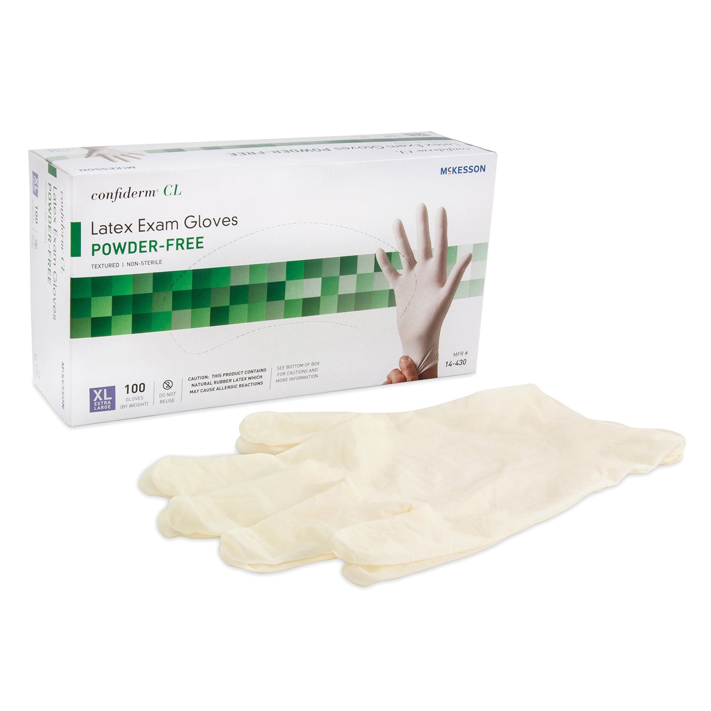 McKesson Confiderm® Exam Glove X-Large NonSterile Latex Standard Cuff Length Textured Fingertips Ivory Not Rated (921595_CS)