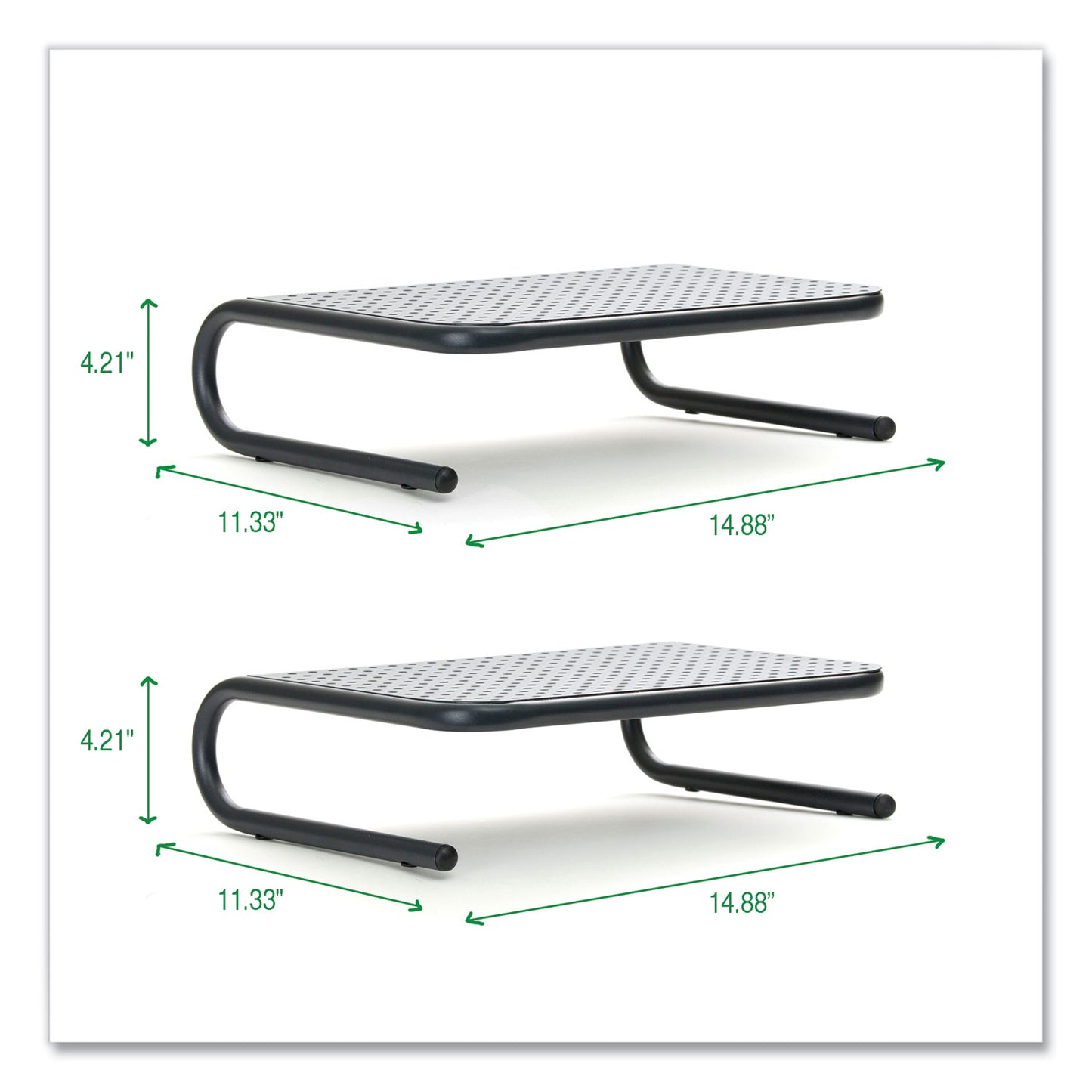 Mind Reader Metal Monitor Stand Riser for Computer, 14.88" x 11.33" x 4.21", Black, Supports 44 lbs (EMS2METMONSTBLK)