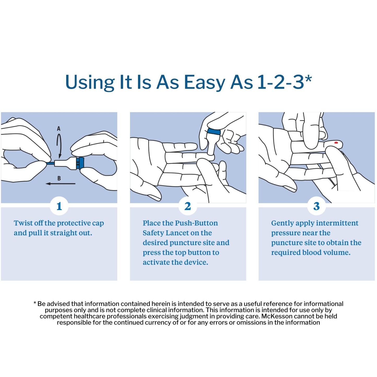 McKesson Safety Lancet 23 Gauge Retractable Push Button Activation Finger (1217990_CS)