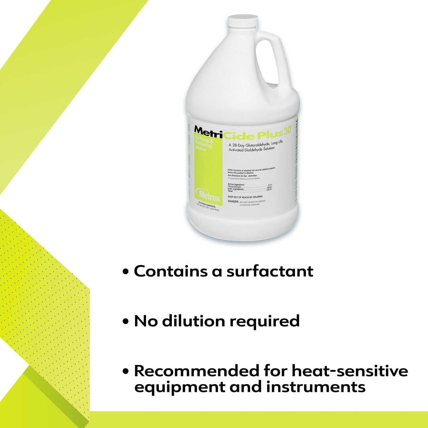 MetriCide Plus 30® Glutaraldehyde High-Level Disinfectant Activation Required Liquid 1 gal. Jug Reusable (188001_CS)