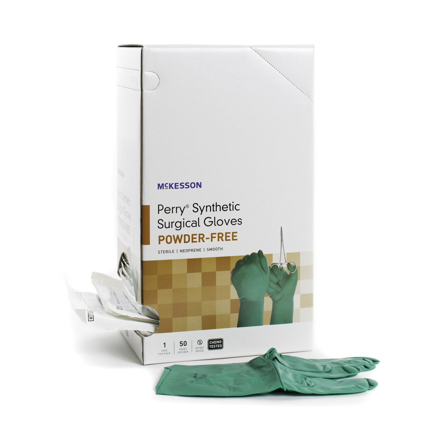 McKesson Perry® Performance Plus Surgical Glove Size 5.5 Sterile Polychloroprene Standard Cuff Length Smooth Dark Green Chemo Tested (1044735_BX)