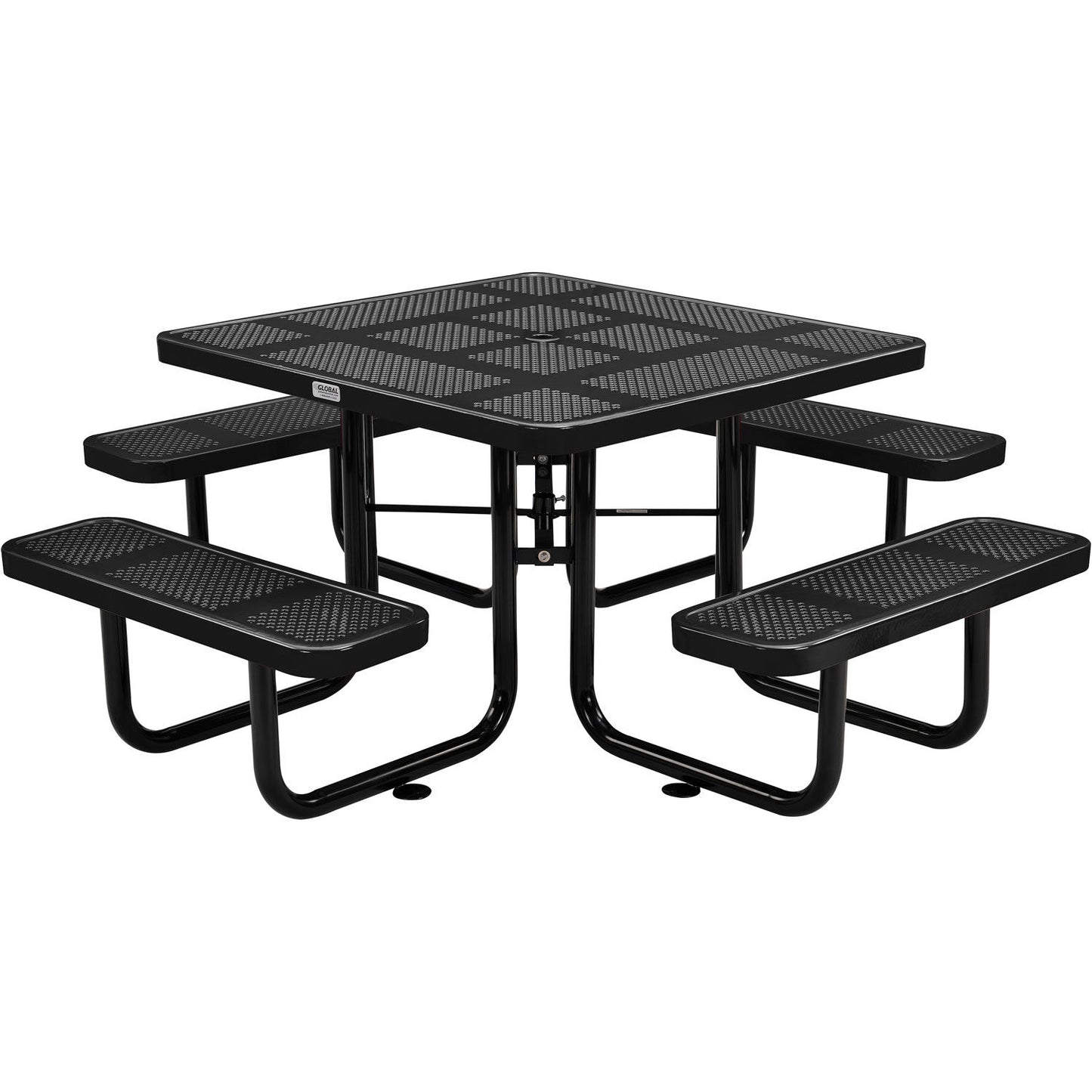 Global Industrial 46" Square Picnic Table, Perforated Metal, Black (WB694551BK)