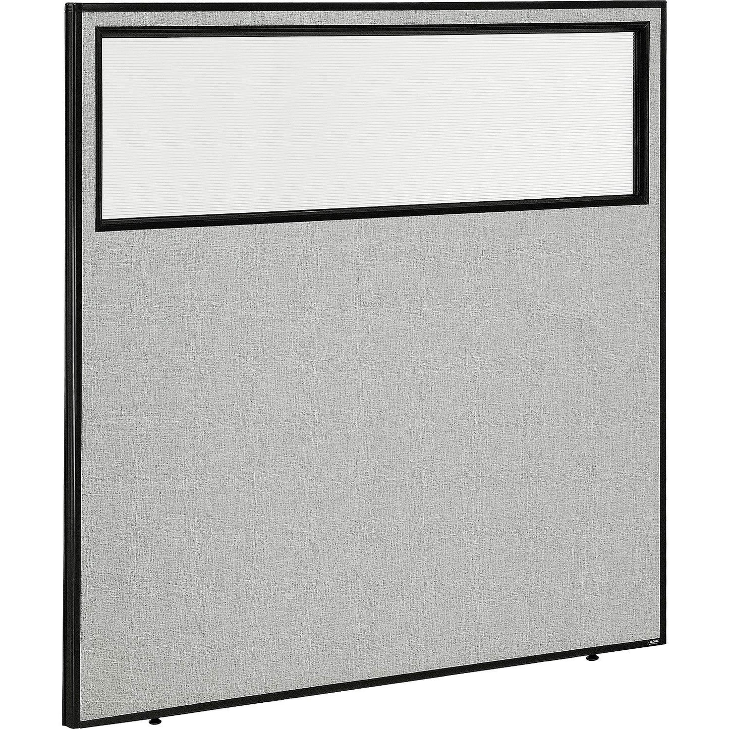 Interion Office Partition Panel with Partial Window, 60-1/4"W x 60"H, Gray (WB694661WGY)