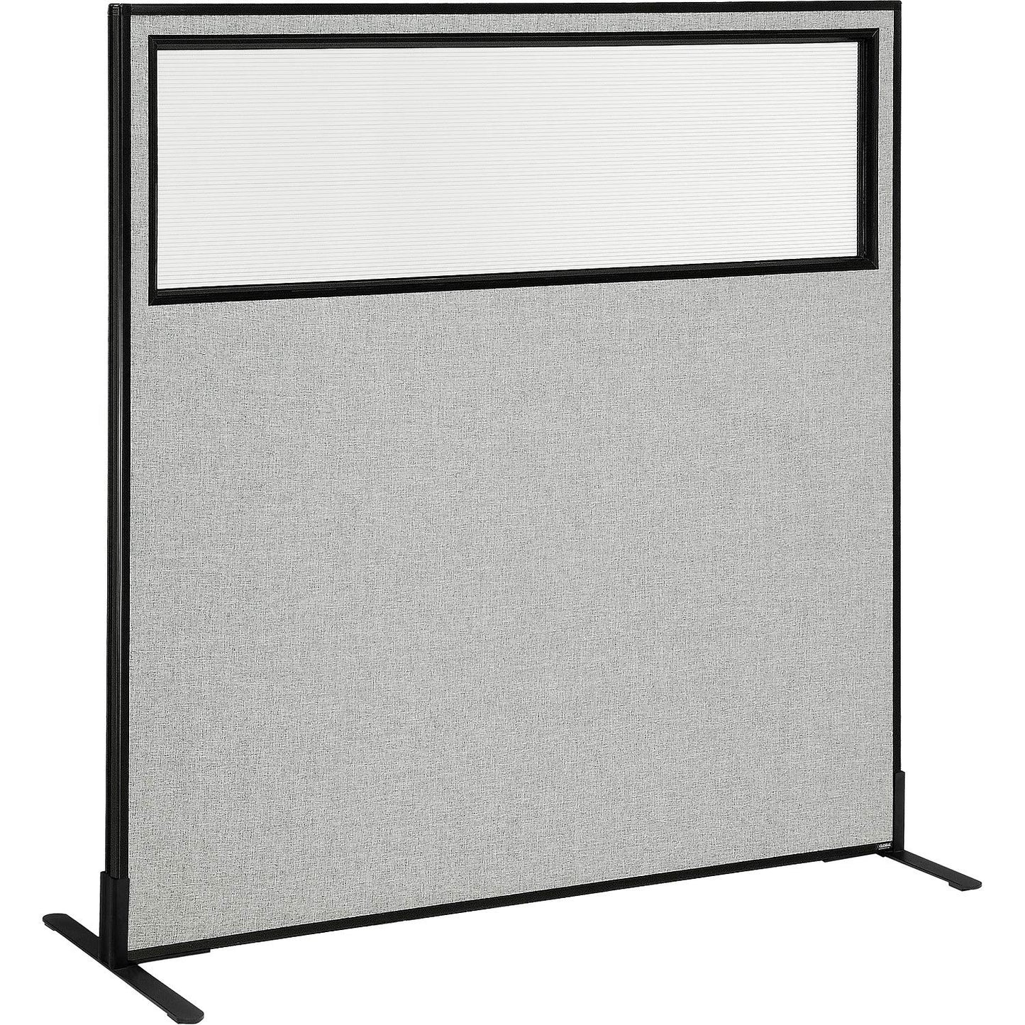Interion Freestanding Office Partition Panel with Partial Window, 60-1/4"W x 60"H, Gray (WB694677WFGY)